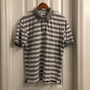 Old Navy Grey & White Striped Polo